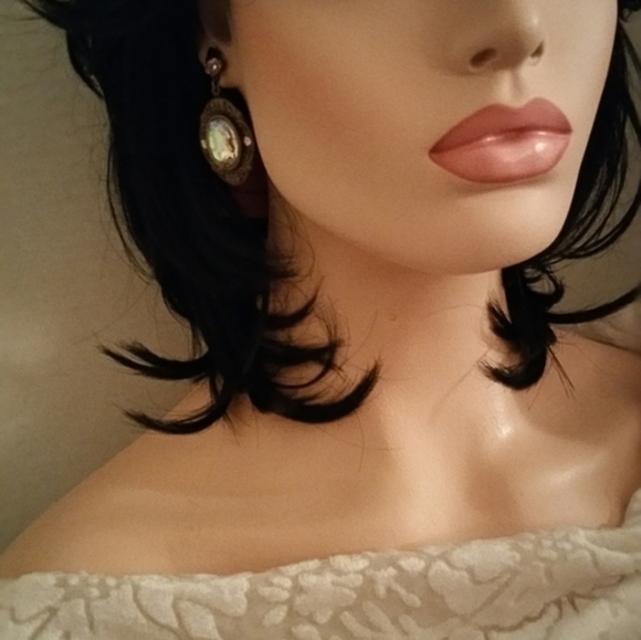 Vintage rhinestone earrings, large Aurora Borealis - Picture 4 of 8